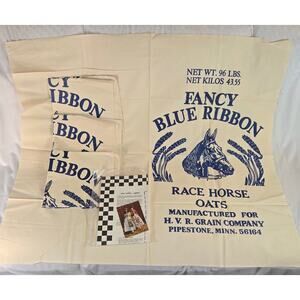 Flour Sack Children Jumper Pattern Kit 4 Flour Sacks Blue Ribbon Race Horse Oats